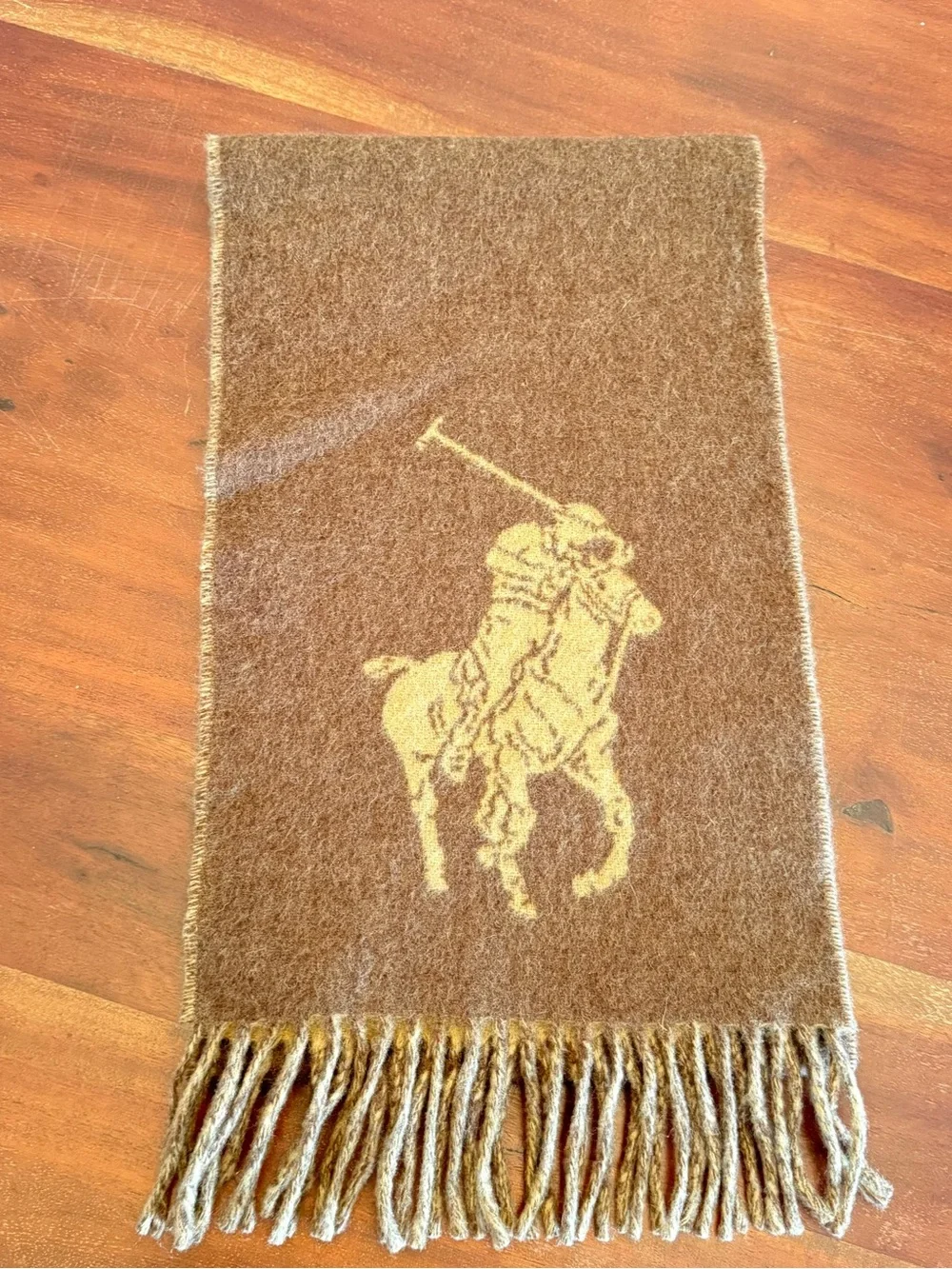 NWOT Polo Ralph Lauren Reversable Wool Polo Logo Scarf Equestrian Preppy Fall